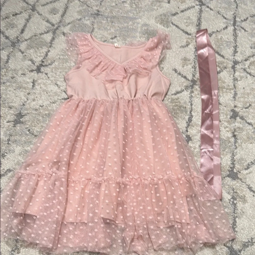 Pink Ruffled Kids Dress - Picture 5 of 7